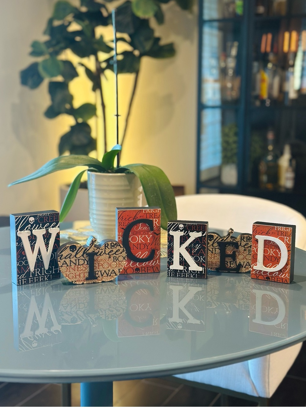 Wooden “WICKED” Block letters, EUC Like New, Halloween, Harvest Festival, spooky